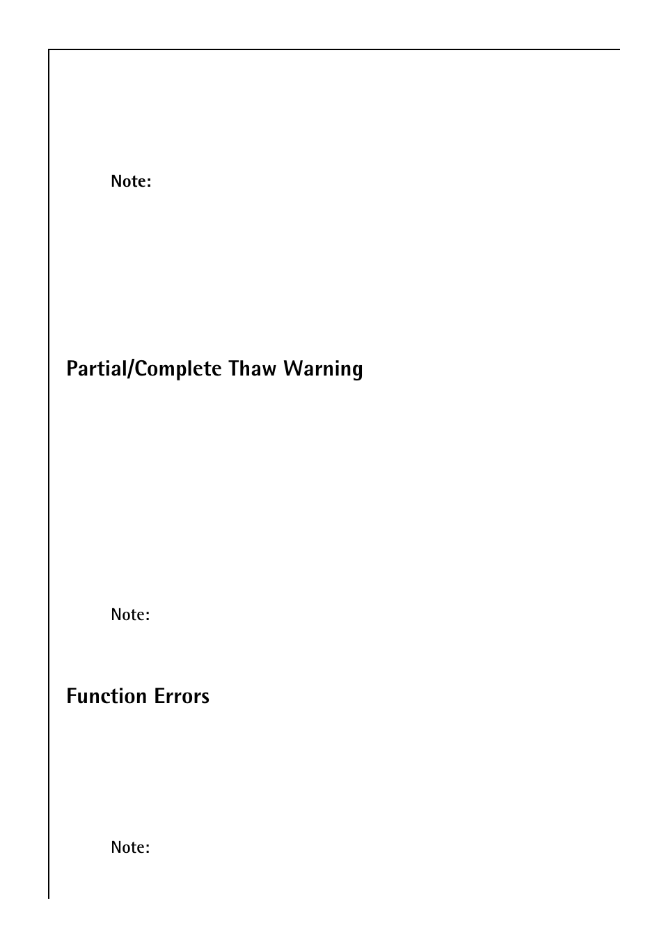 Partial/complete thaw warning, Function errors | Electrolux 3173-4GS User Manual | Page 26 / 40