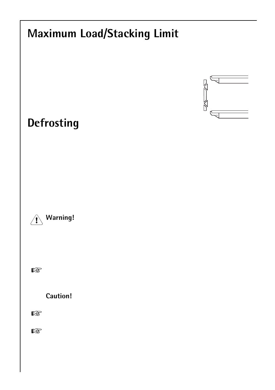 Maximum load/stacking limit, Defrosting | Electrolux 3173-4GS User Manual | Page 30 / 40