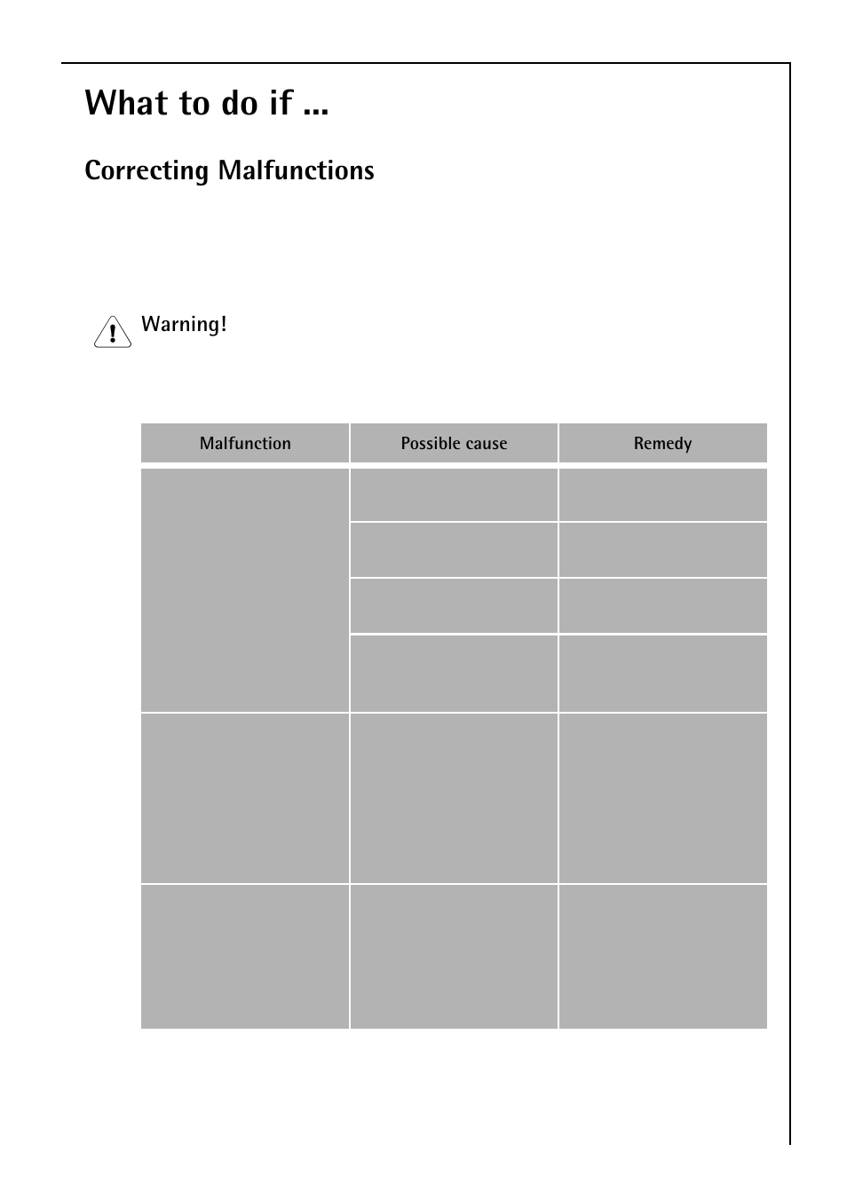 What to do if, Correcting malfunctions | Electrolux 3173-4GS User Manual | Page 33 / 40