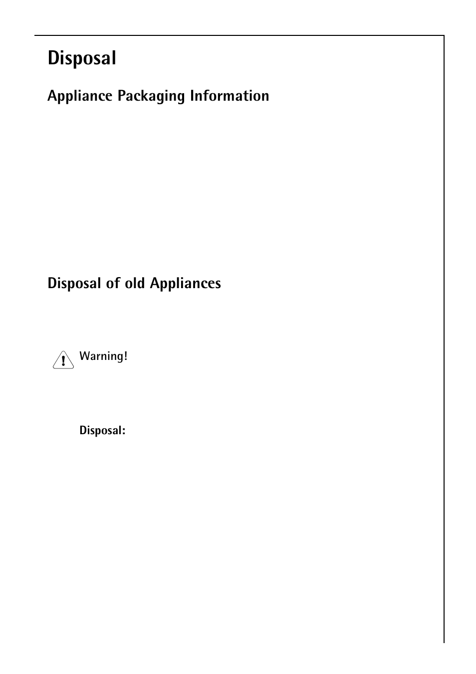 Disposal, Appliance packaging information, Disposal of old appliances | Electrolux 3173-4GS User Manual | Page 7 / 40