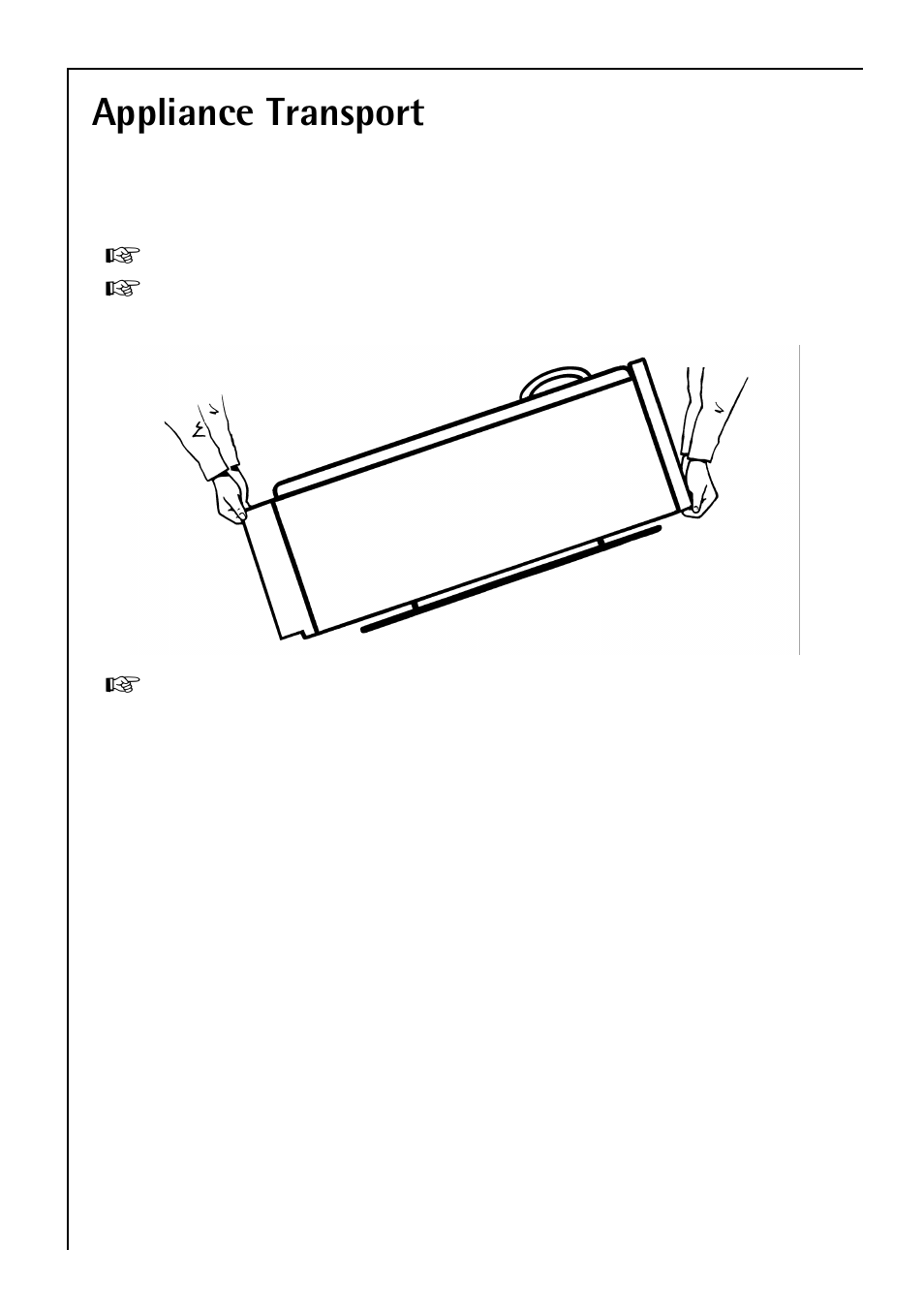 Appliance transport | Electrolux 3173-4GS User Manual | Page 8 / 40
