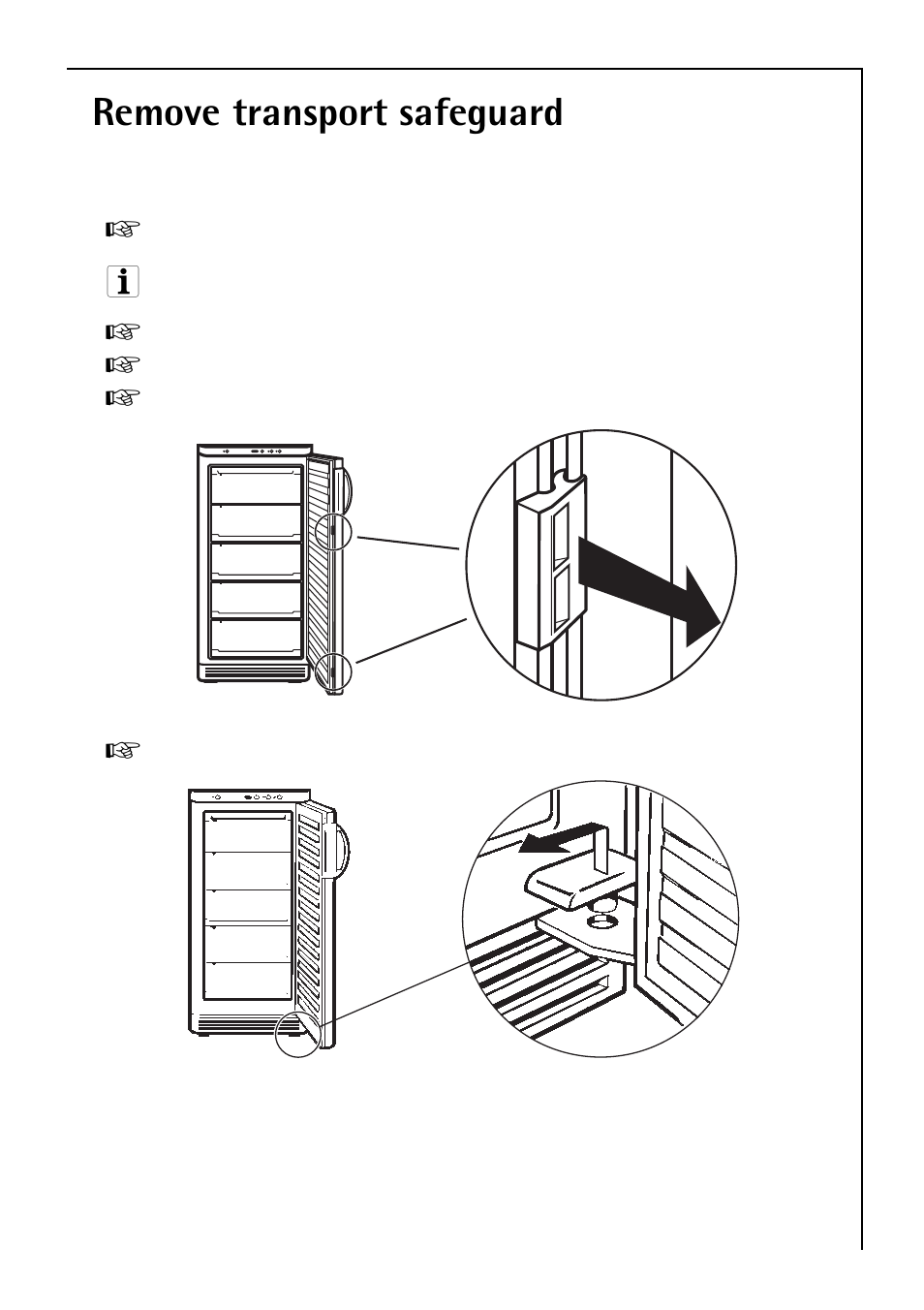 Remove transport safeguard | Electrolux 3173-4GS User Manual | Page 9 / 40