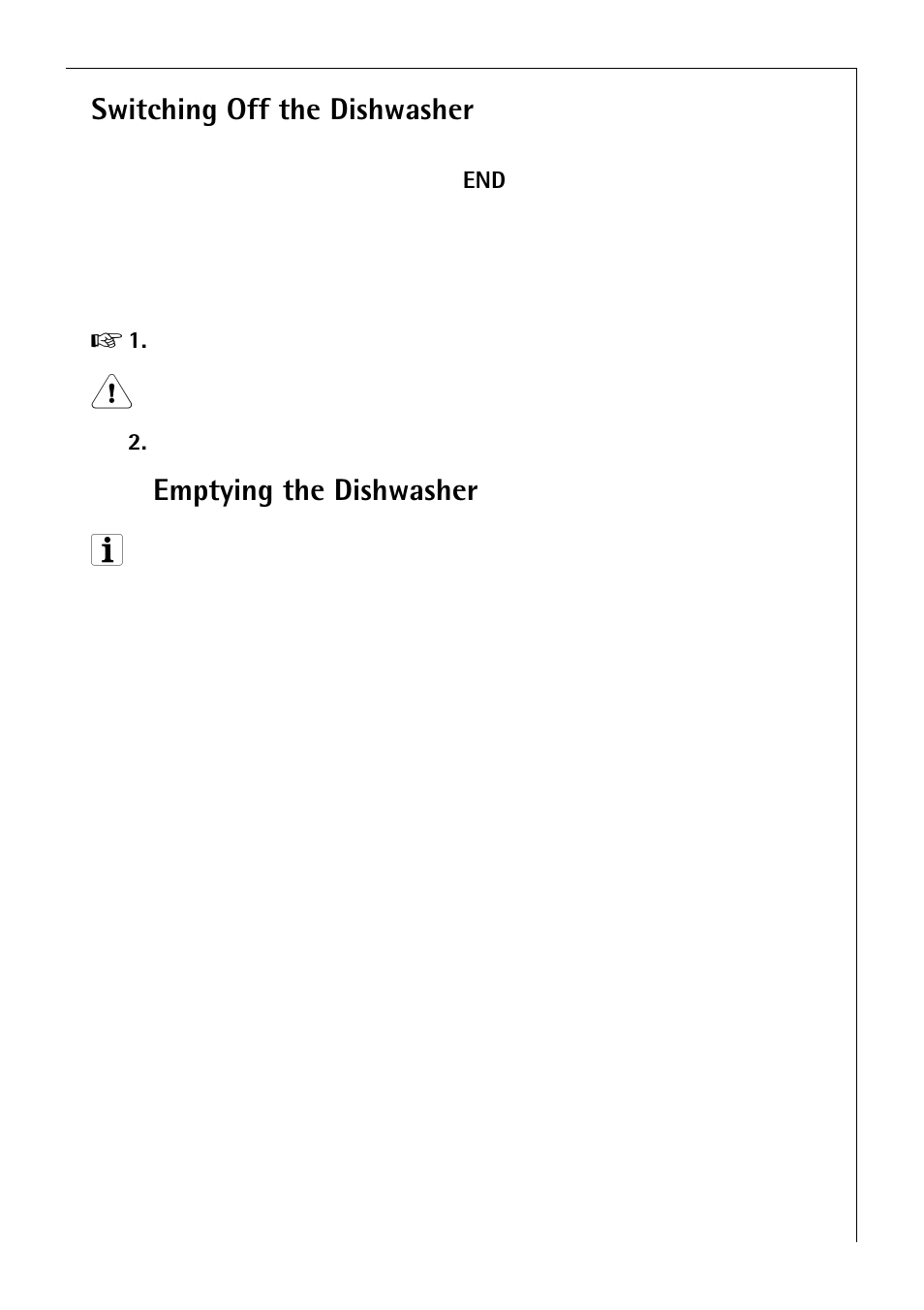 Switching off the dishwasher, Emptying the dishwasher | Electrolux 80850 i User Manual | Page 29 / 48