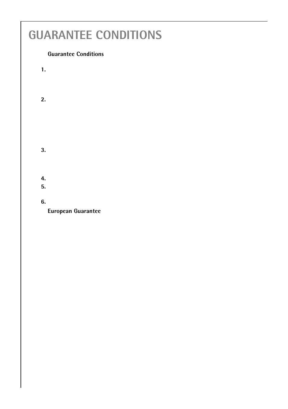 Guarantee conditions | Electrolux 80850 i User Manual | Page 44 / 48