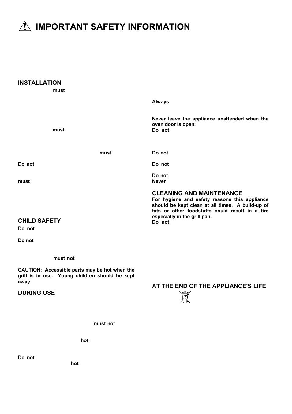 Important safety information | Electrolux U3100-4 User Manual | Page 2 / 36