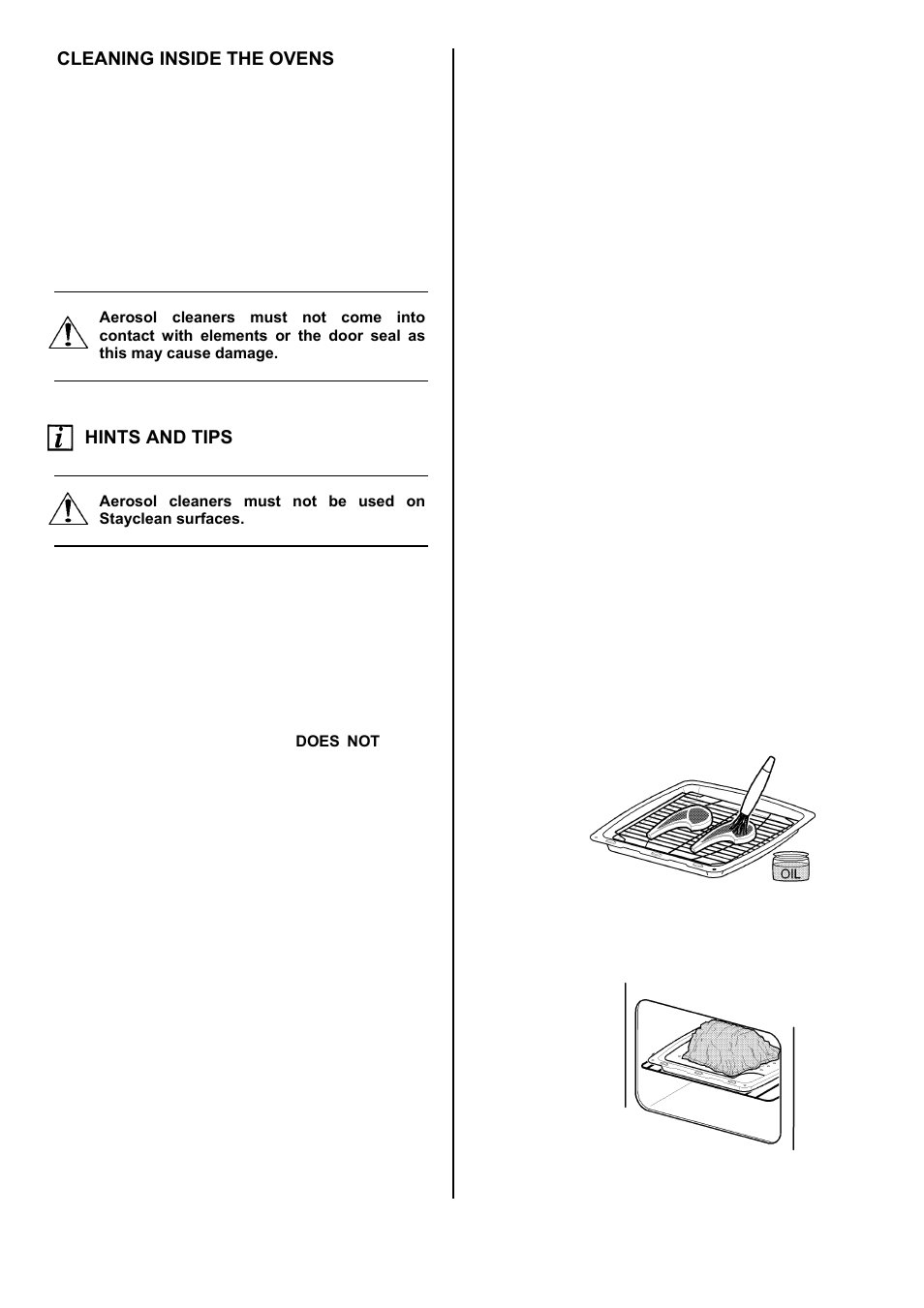 23 cleaning inside the ovens, Hints and tips | Electrolux U3100-4 User Manual | Page 23 / 36