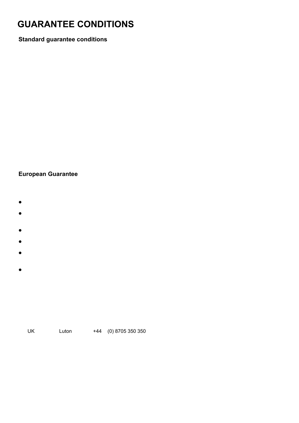 Guarantee conditions | Electrolux U3100-4 User Manual | Page 29 / 36