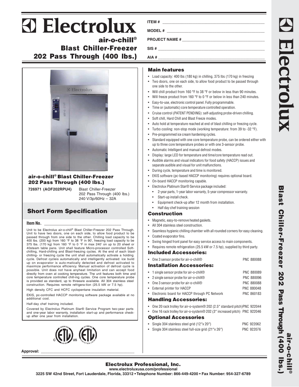 Electrolux Air-O-Chill 726971 User Manual | 2 pages
