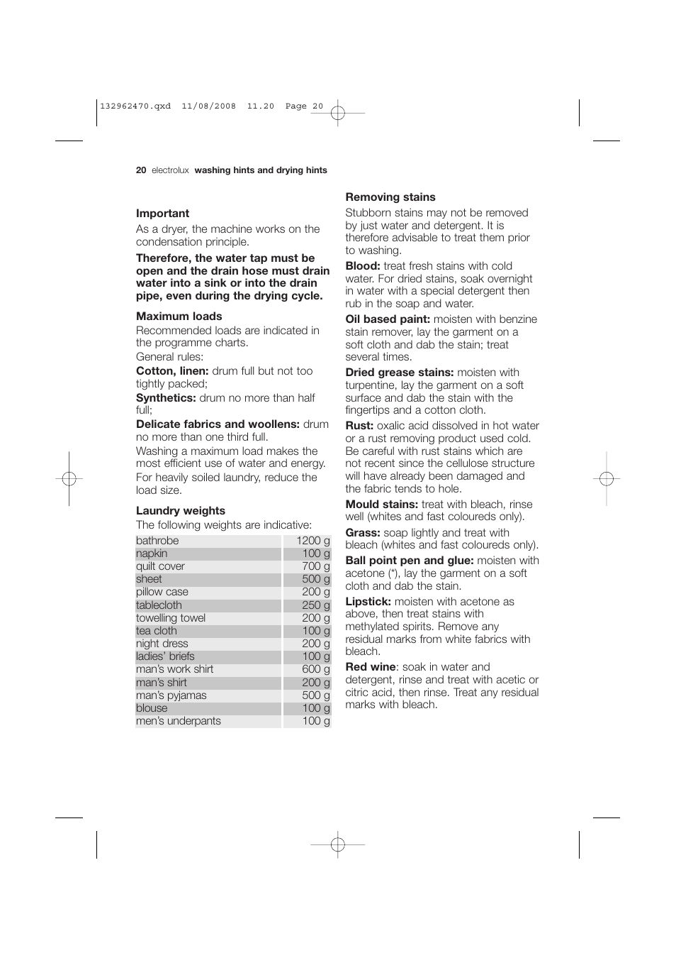 Electrolux EWX 14450 W User Manual | Page 20 / 48