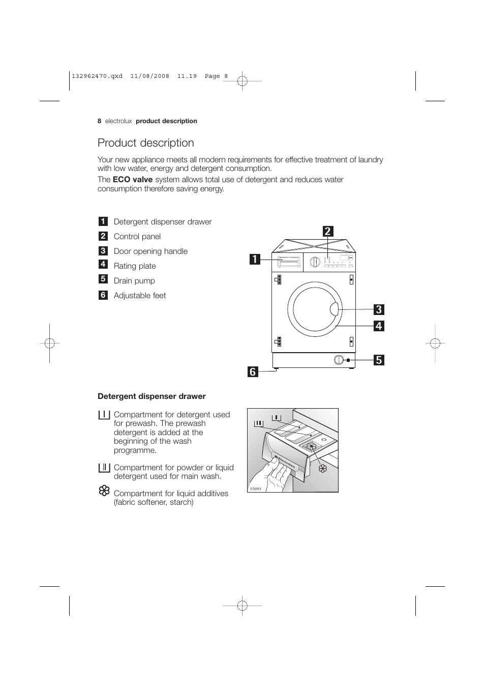 Product description | Electrolux EWX 14450 W User Manual | Page 8 / 48