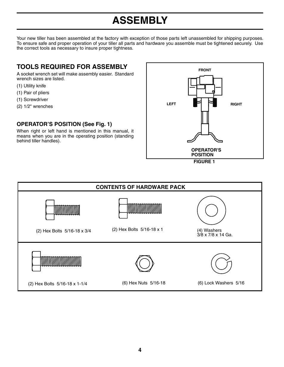 Assembly, Tools required for assembly | Electrolux FN620K User Manual | Page 4 / 24