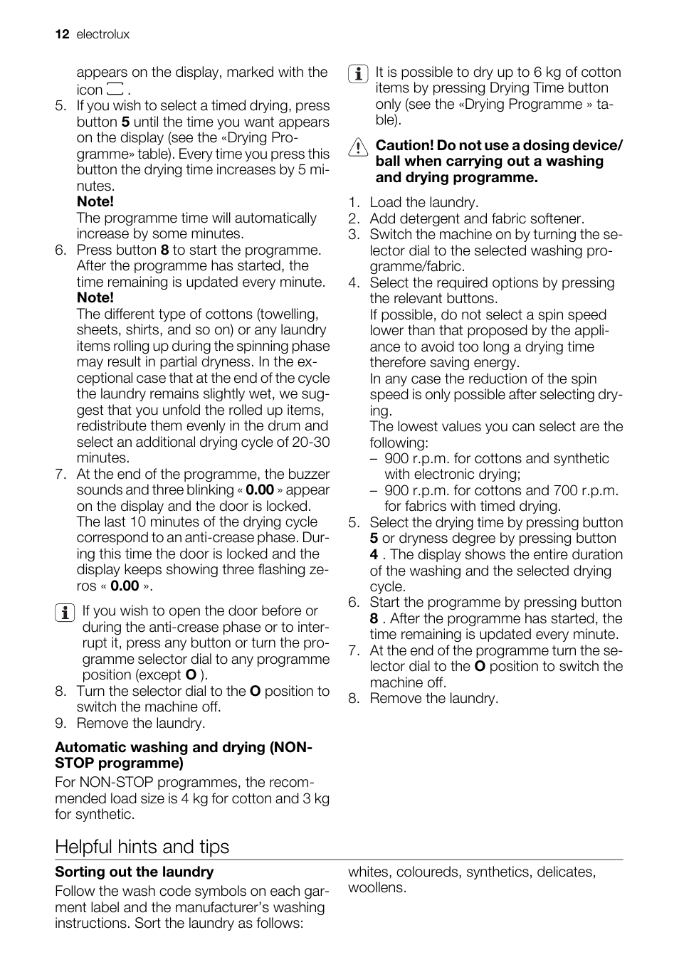 Helpful hints and tips | Electrolux EWW 14791 W User Manual | Page 12 / 32