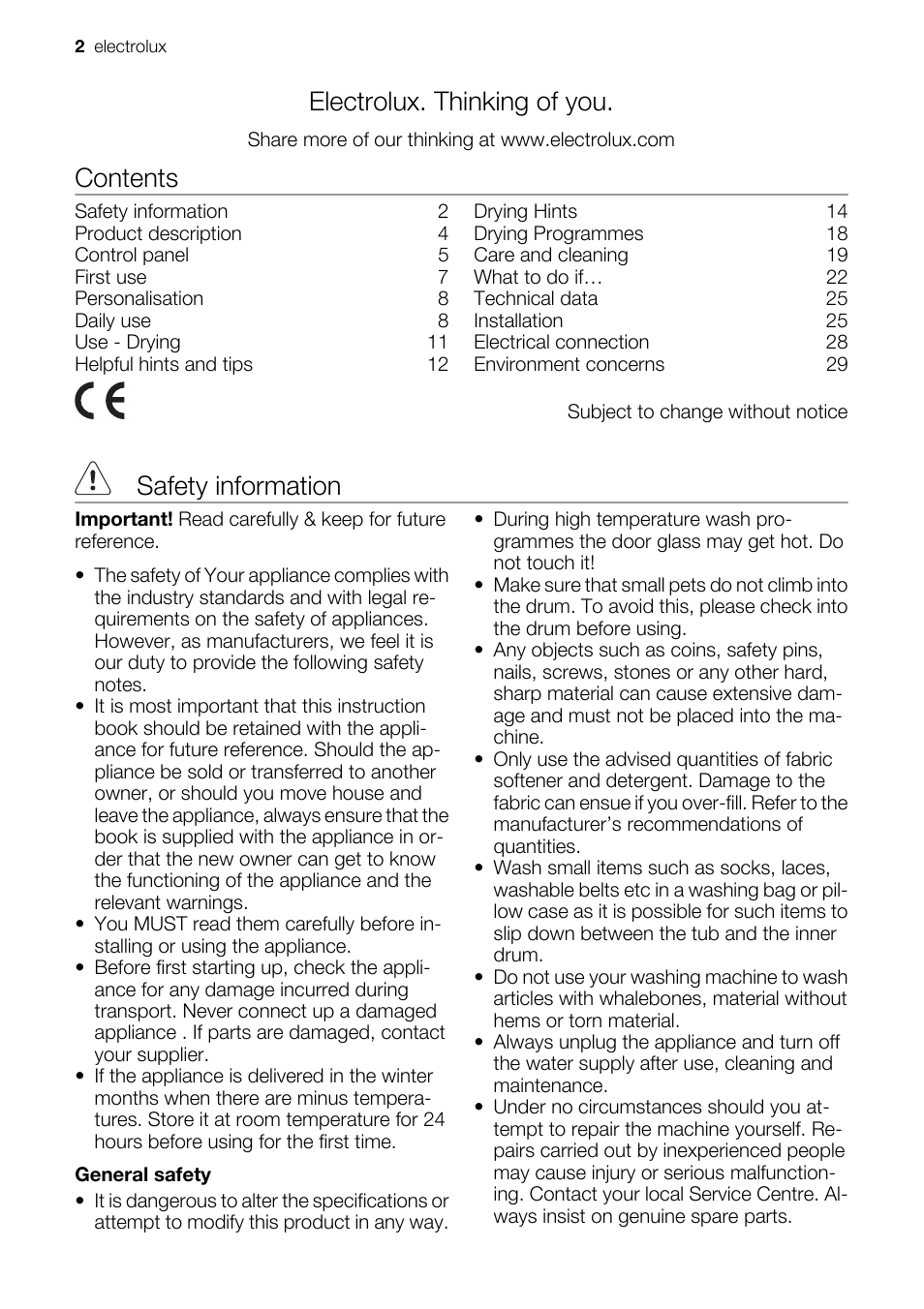 Electrolux EWW 14791 W User Manual | Page 2 / 32