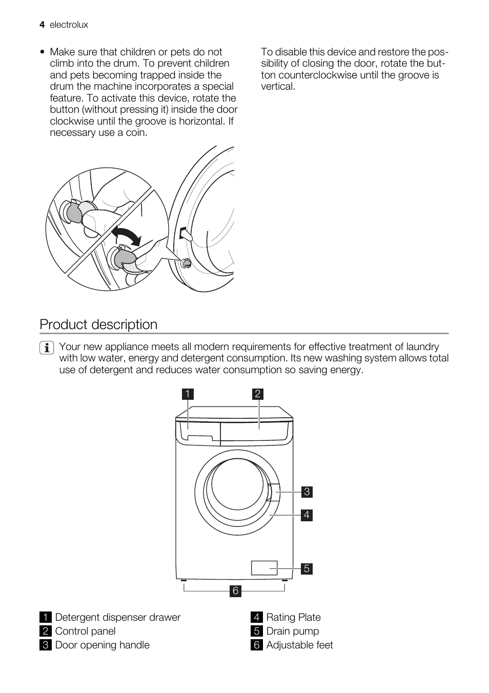 Product description | Electrolux EWW 14791 W User Manual | Page 4 / 32