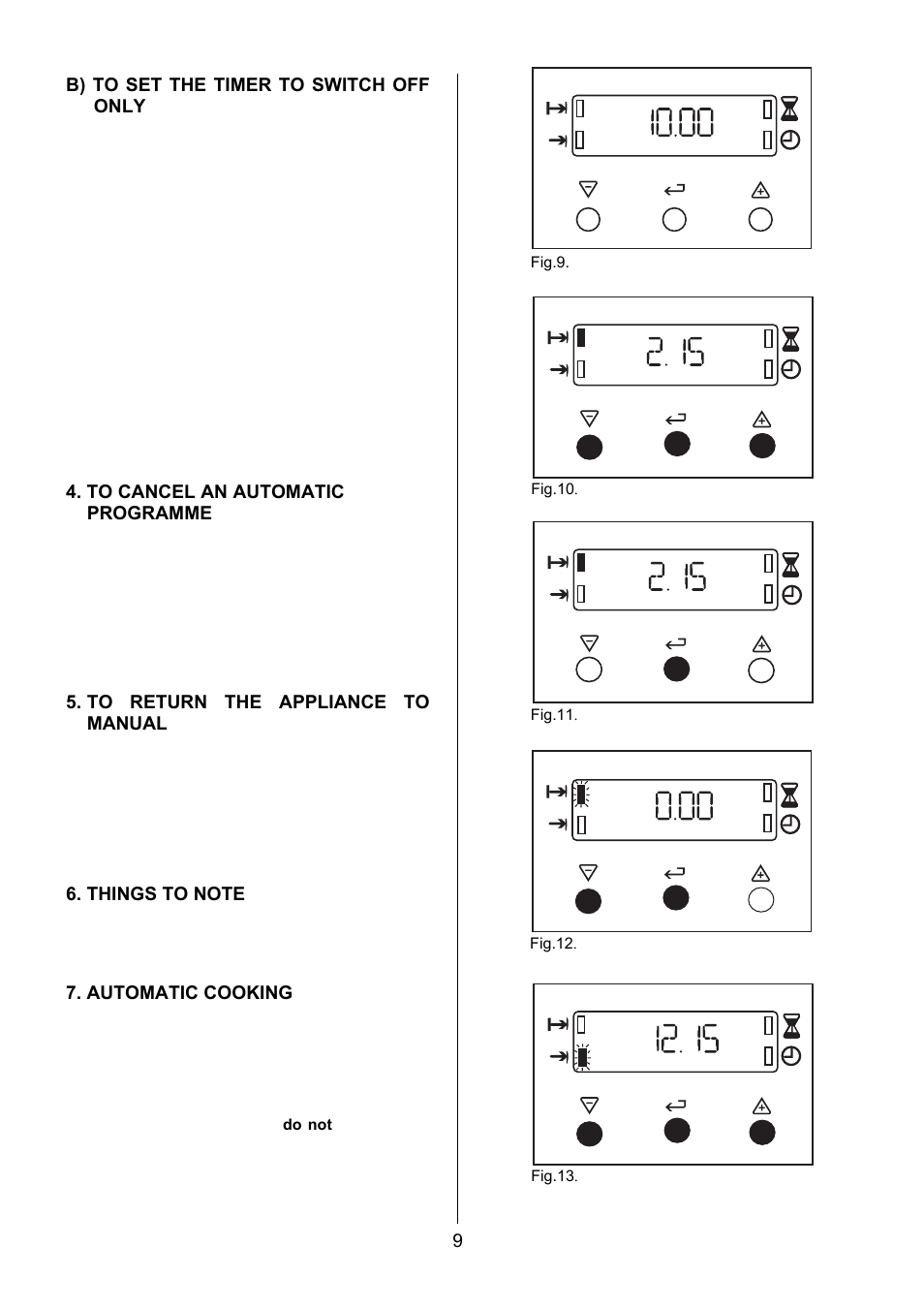 9b) to set the timer to switch off only, Automatic cooking | Electrolux EKG6049 User Manual | Page 9 / 40