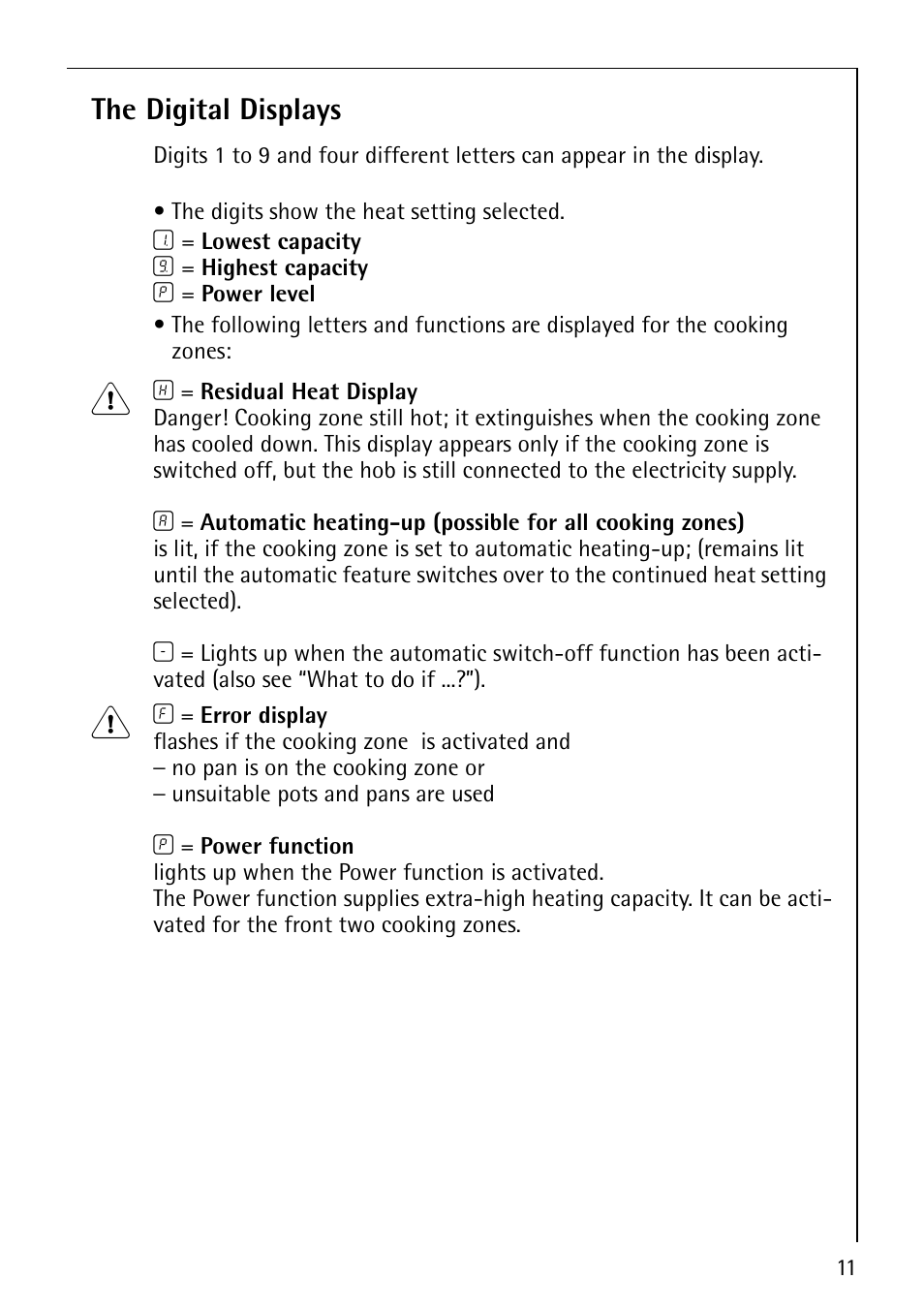 The digital displays | Electrolux 68000KF-BN User Manual | Page 11 / 44