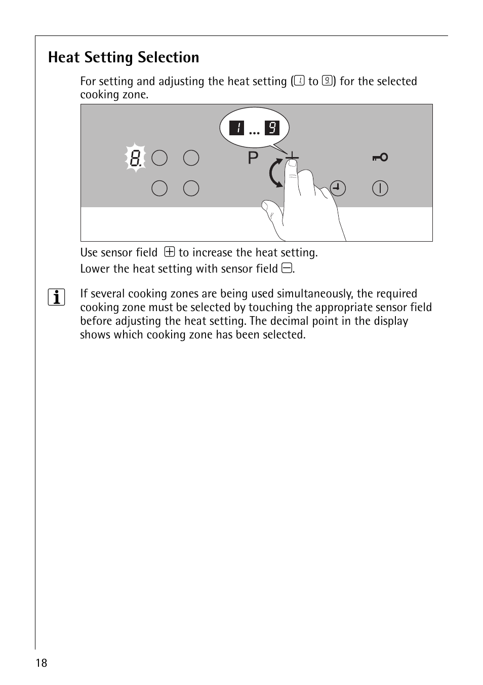 Heat setting selection | Electrolux 68000KF-BN User Manual | Page 18 / 44