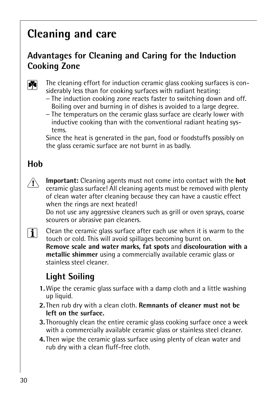 Cleaning and care | Electrolux 68000KF-BN User Manual | Page 30 / 44