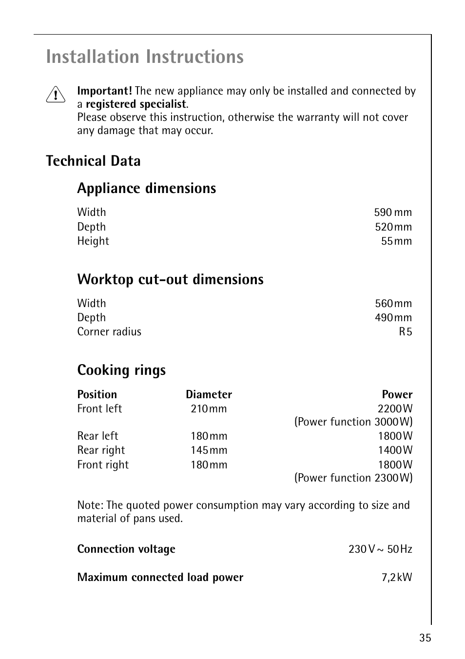 Installation instructions 1 | Electrolux 68000KF-BN User Manual | Page 35 / 44