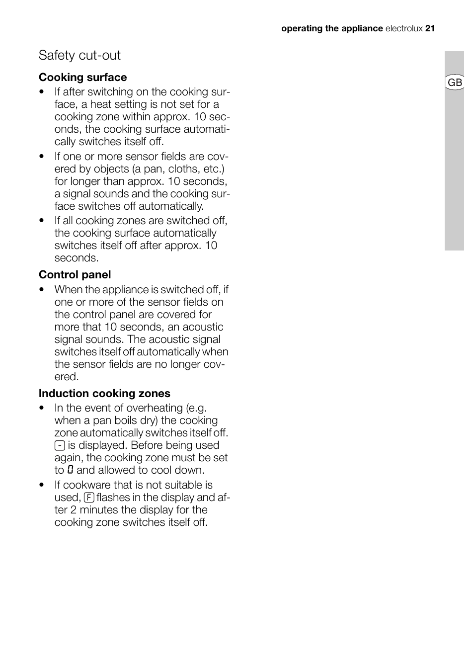 Safety cut-out | Electrolux EHD68200P User Manual | Page 21 / 46