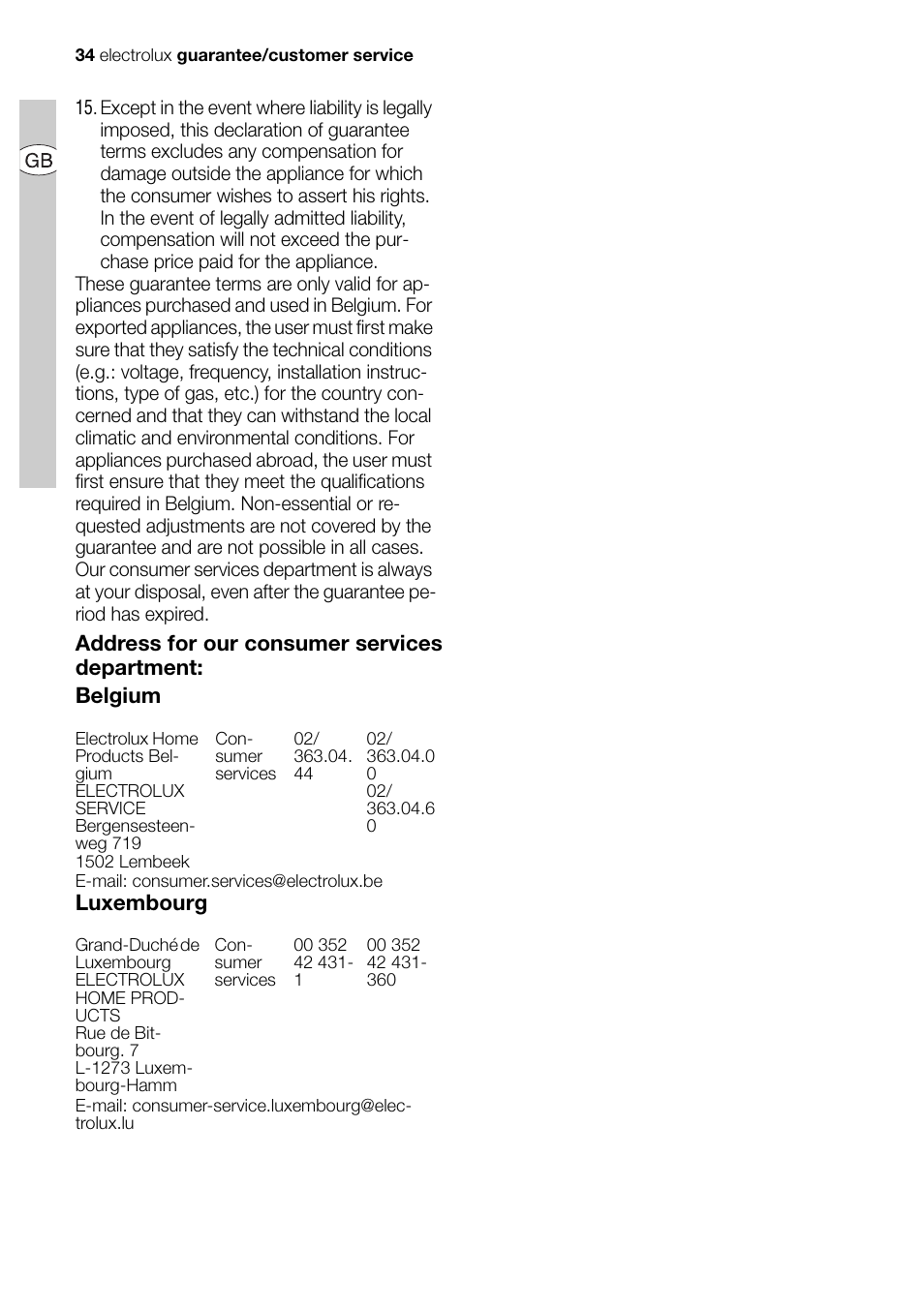 Electrolux EHD68200P User Manual | Page 34 / 46