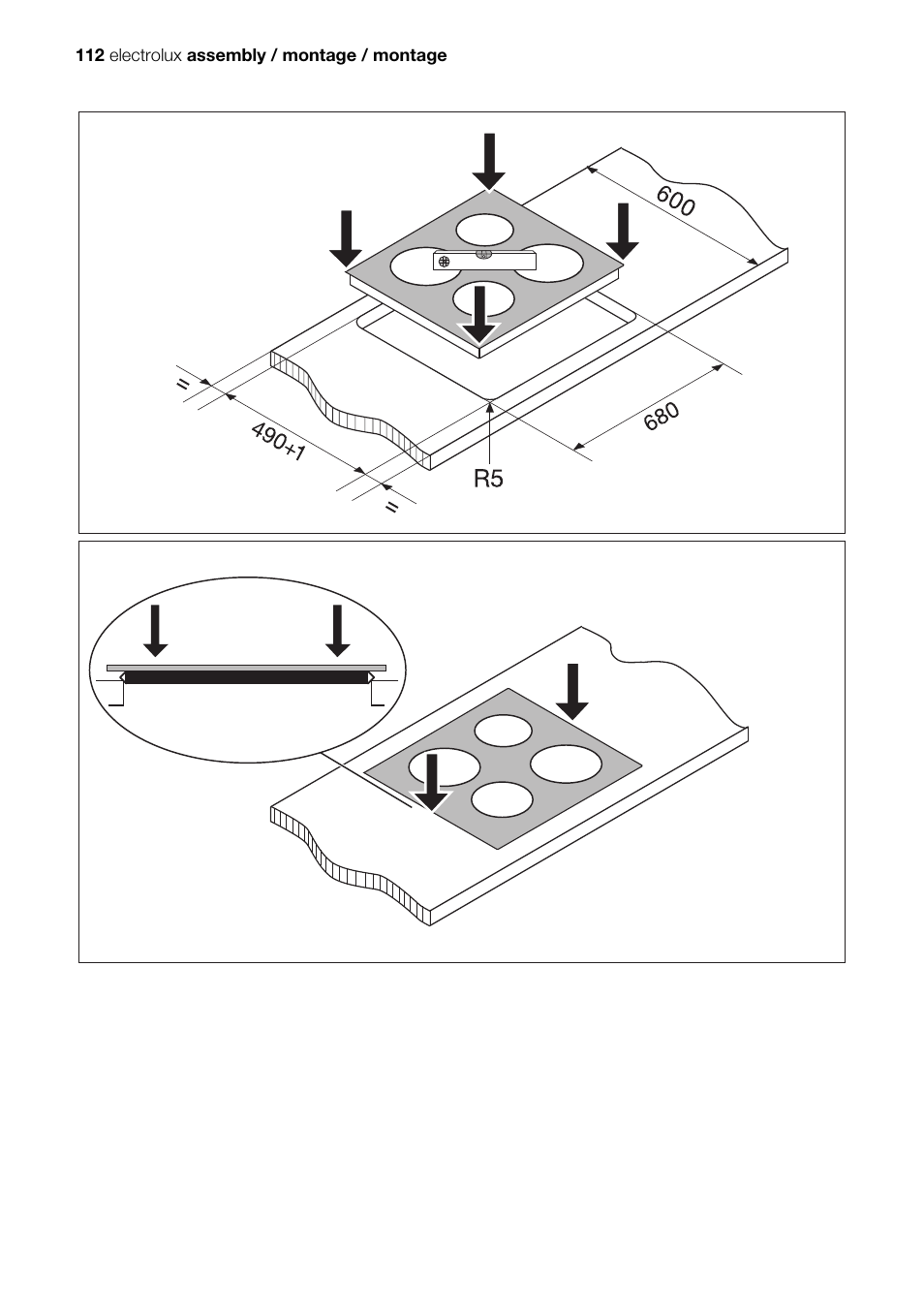 112 electrolux assembly / montage / montage | Electrolux EHD68200P User Manual | Page 38 / 46