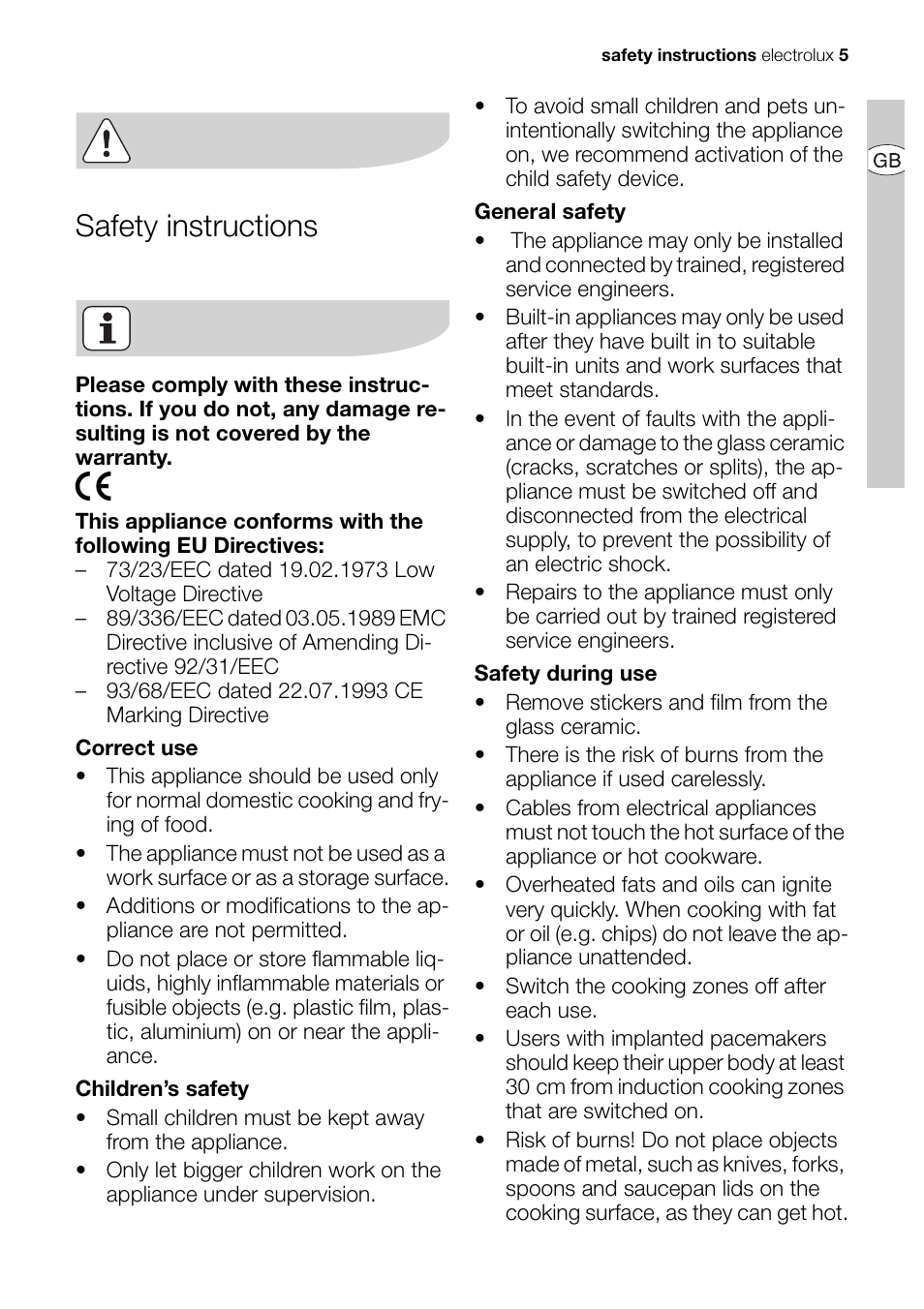 Safety instructions | Electrolux EHD68200P User Manual | Page 5 / 46