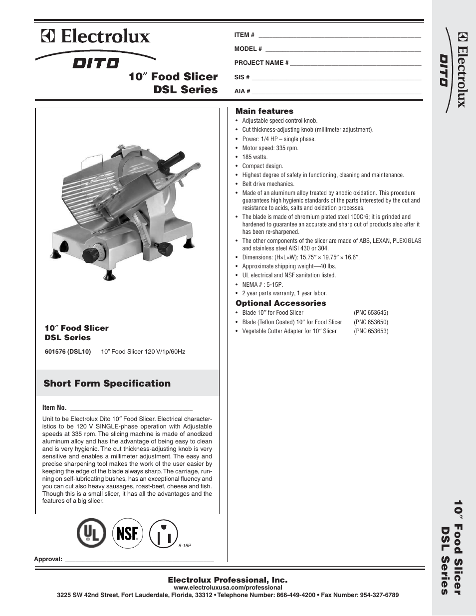 Electrolux 601576 (DSL10) User Manual | 2 pages