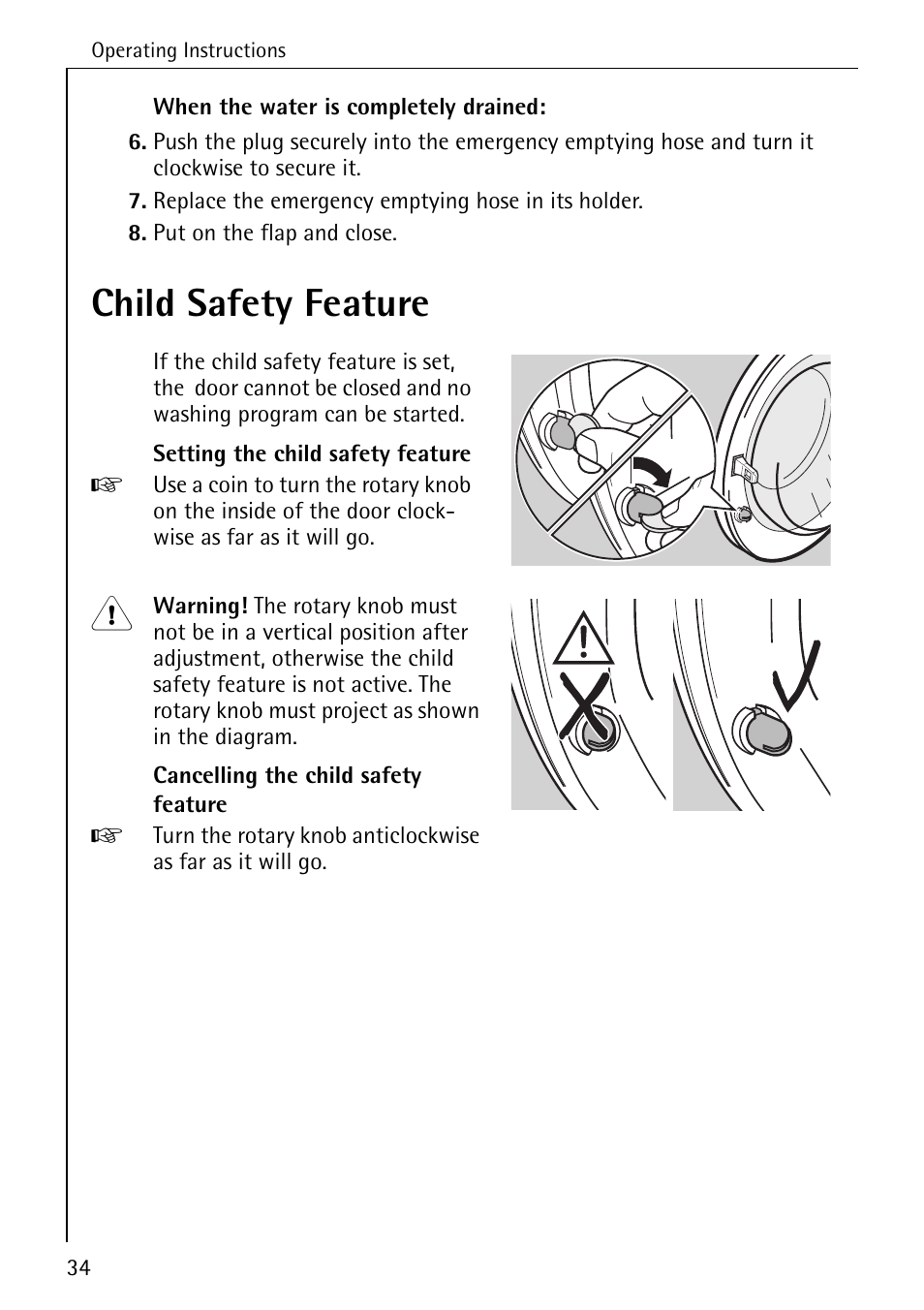 Child safety feature | Electrolux 50630 User Manual | Page 34 / 52