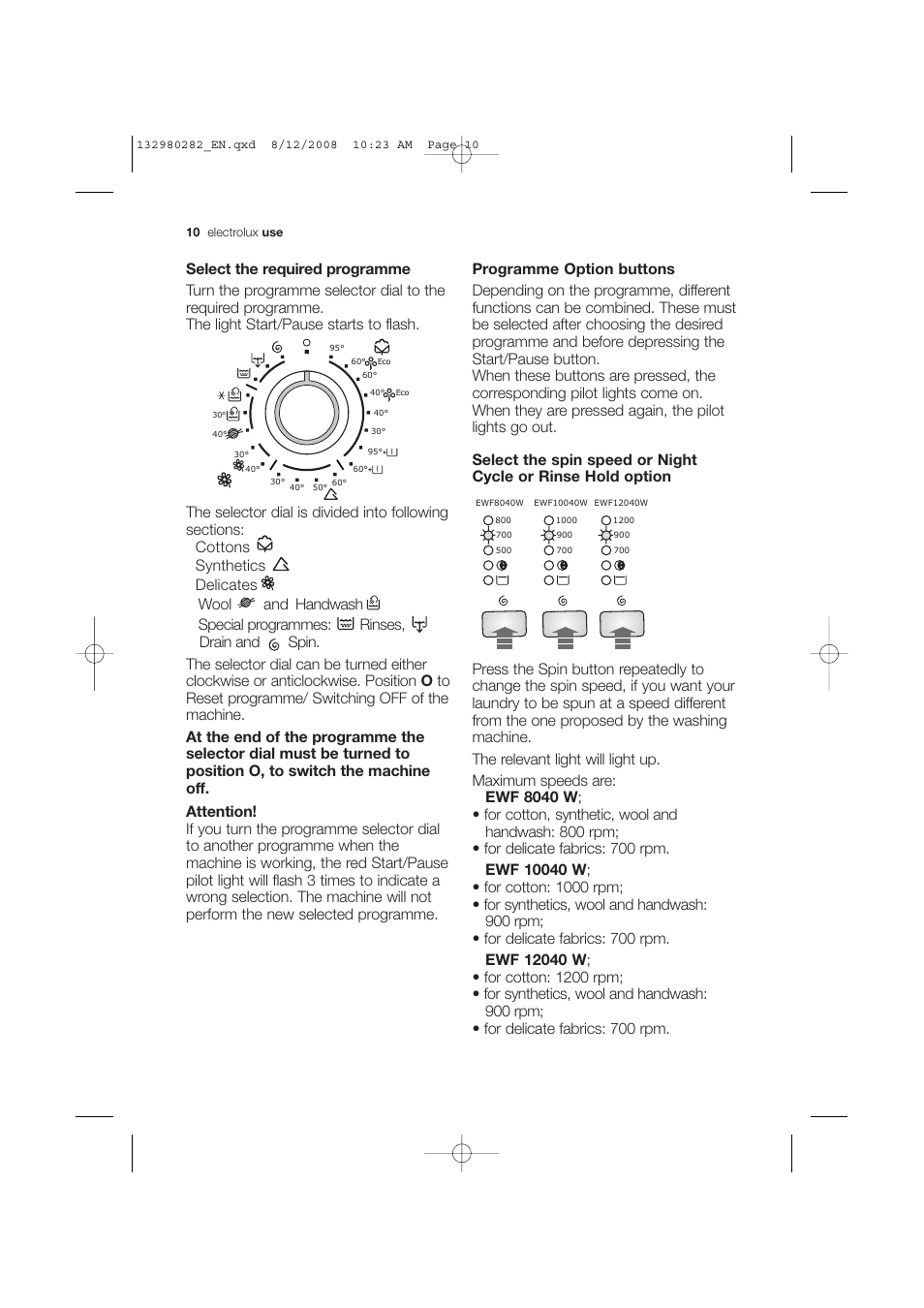 Electrolux EWF 12040 W User Manual | Page 10 / 40