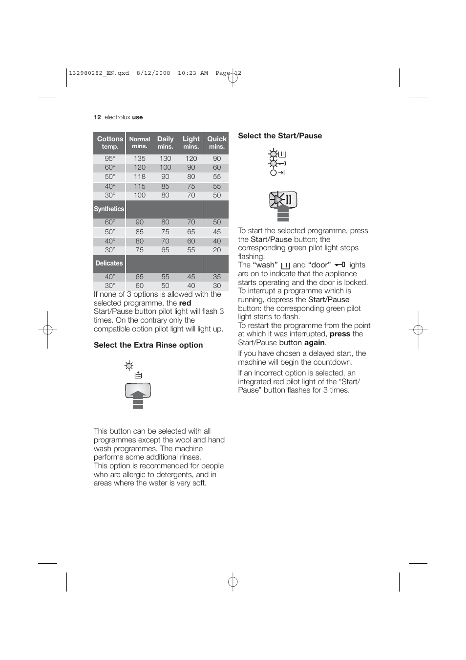 Electrolux EWF 12040 W User Manual | Page 12 / 40