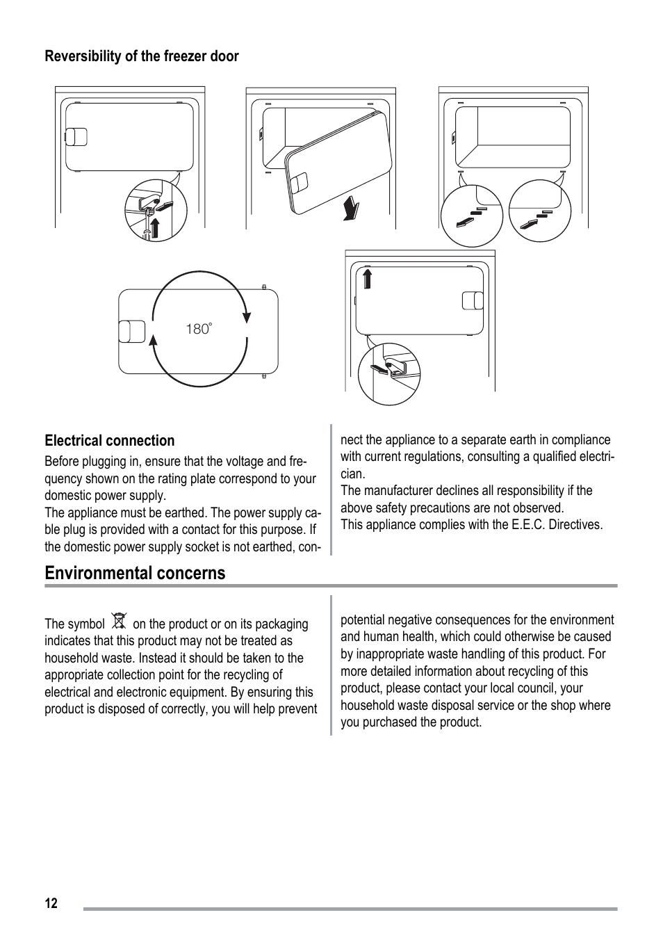 Environmental concerns | Electrolux ZKR1516 User Manual | Page 12 / 16