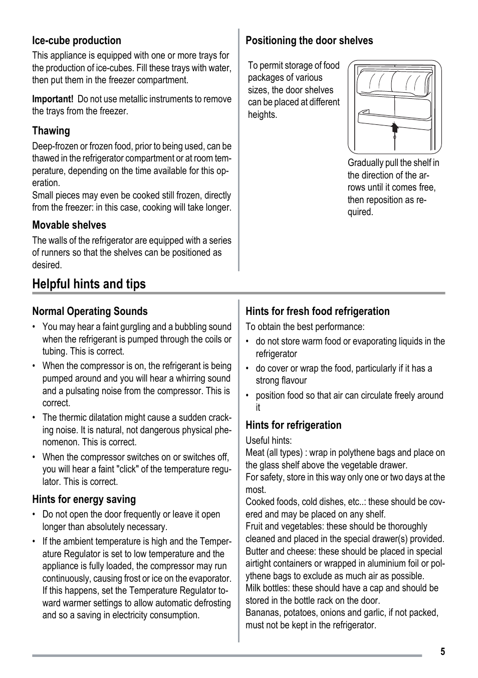 Helpful hints and tips | Electrolux ZKR1516 User Manual | Page 5 / 16