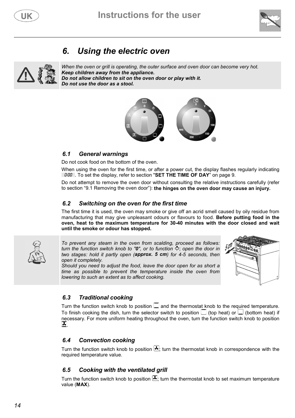 Instructions for the user, Using the electric oven | Electrolux C41029G User Manual | Page 14 / 32