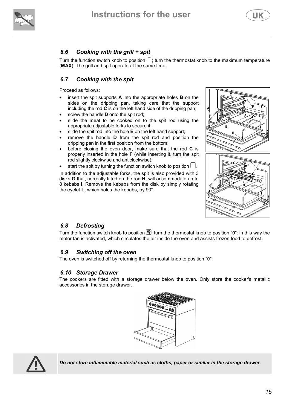 Instructions for the user | Electrolux C41029G User Manual | Page 15 / 32