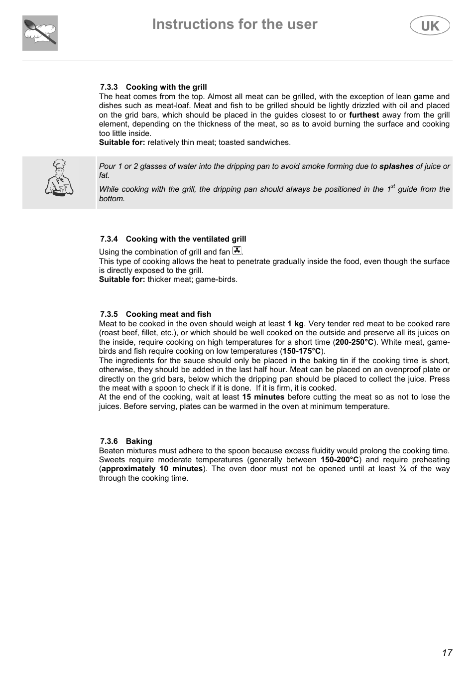 Instructions for the user | Electrolux C41029G User Manual | Page 17 / 32