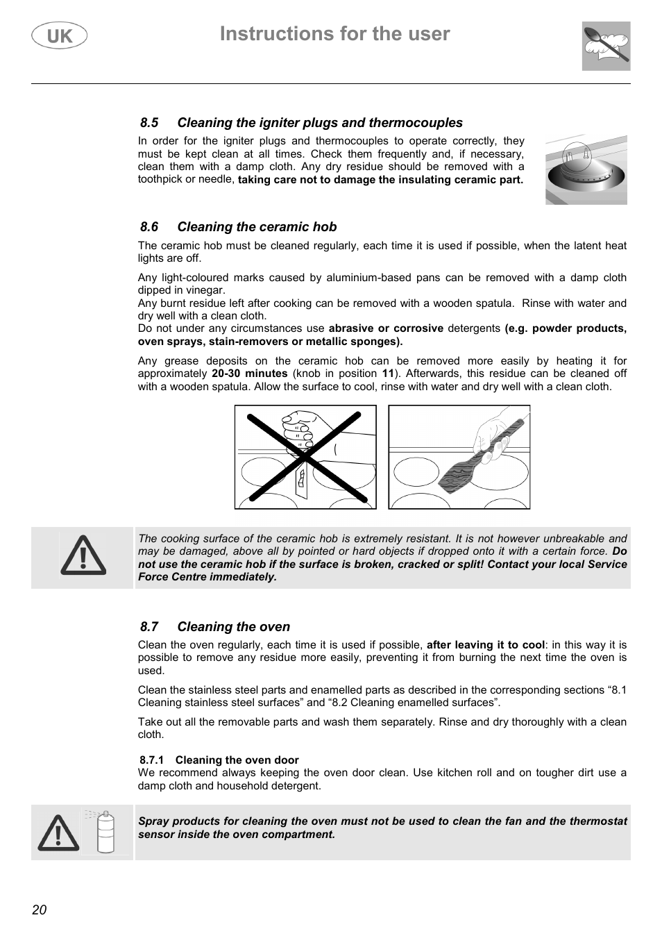 Instructions for the user | Electrolux C41029G User Manual | Page 20 / 32