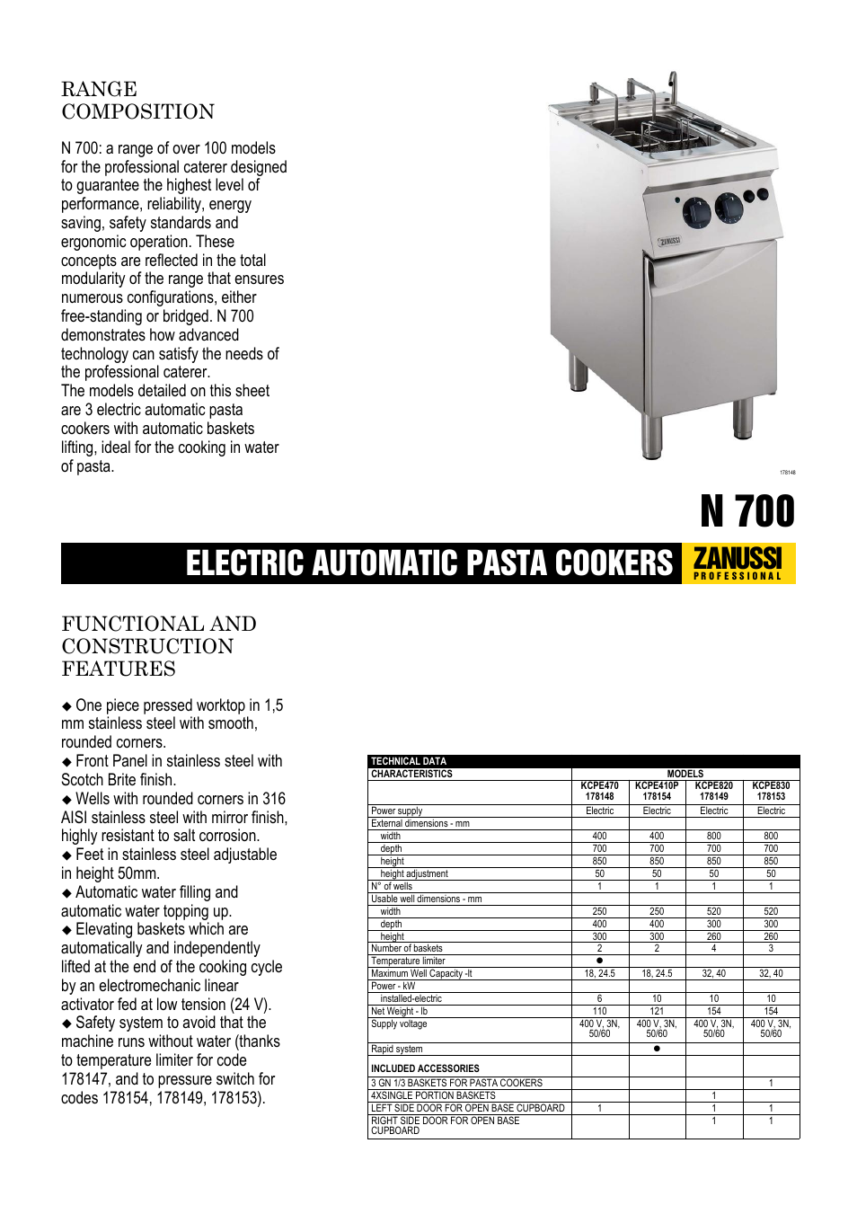 Electrolux Zanussi Professional KCPE830 User Manual | 5 pages