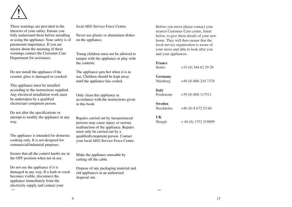 Safety information | Electrolux 231 GR User Manual | Page 4 / 10