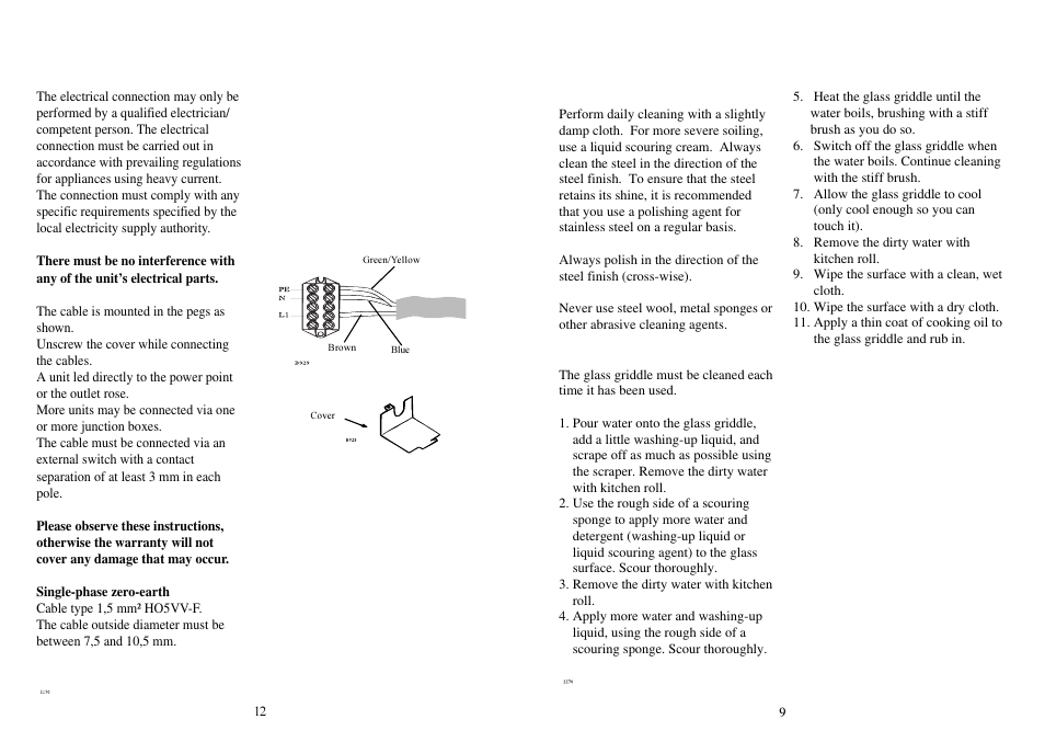 Electrical connection | Electrolux 231 GR User Manual | Page 9 / 10