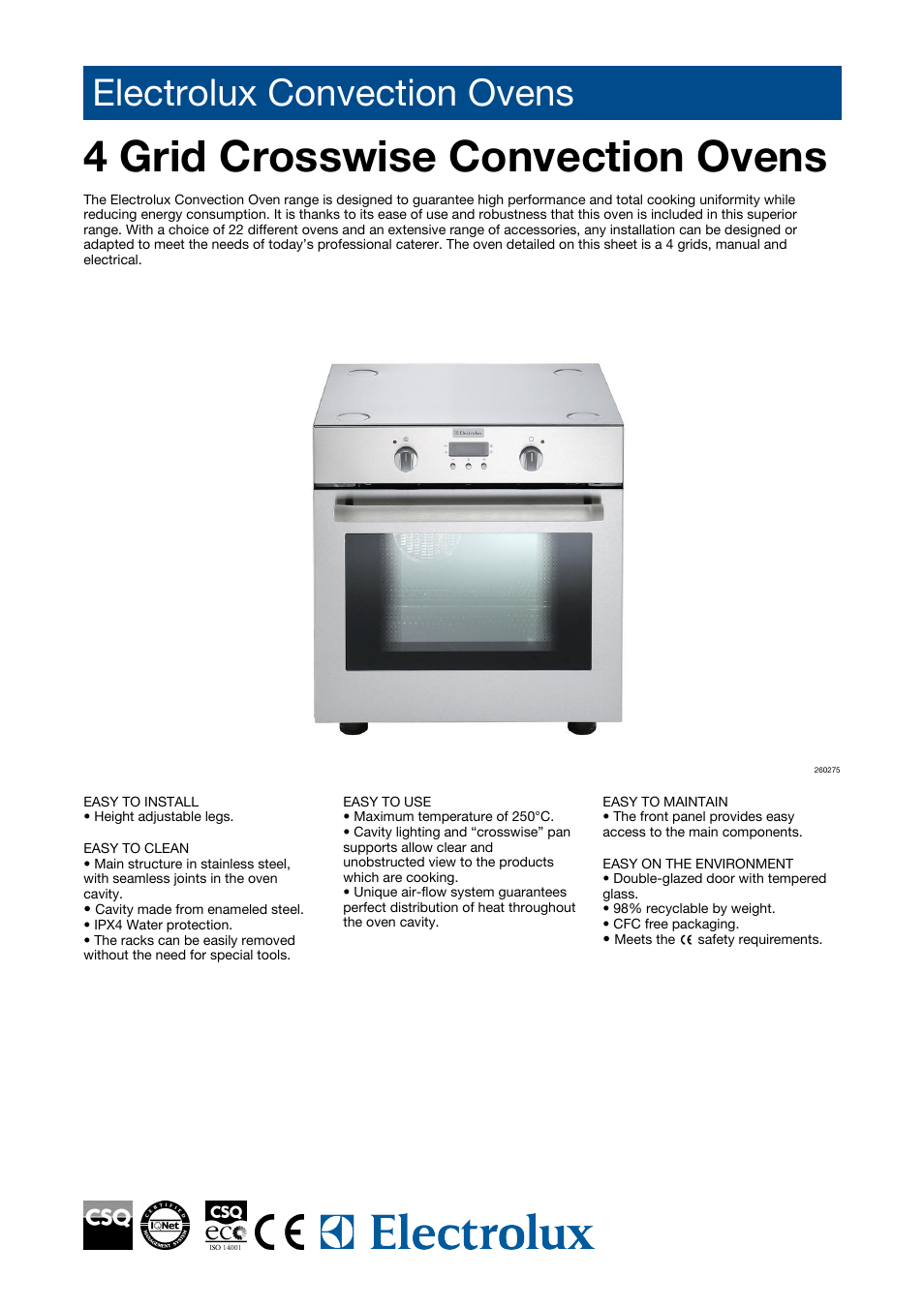 Electrolux 260275 User Manual | 2 pages