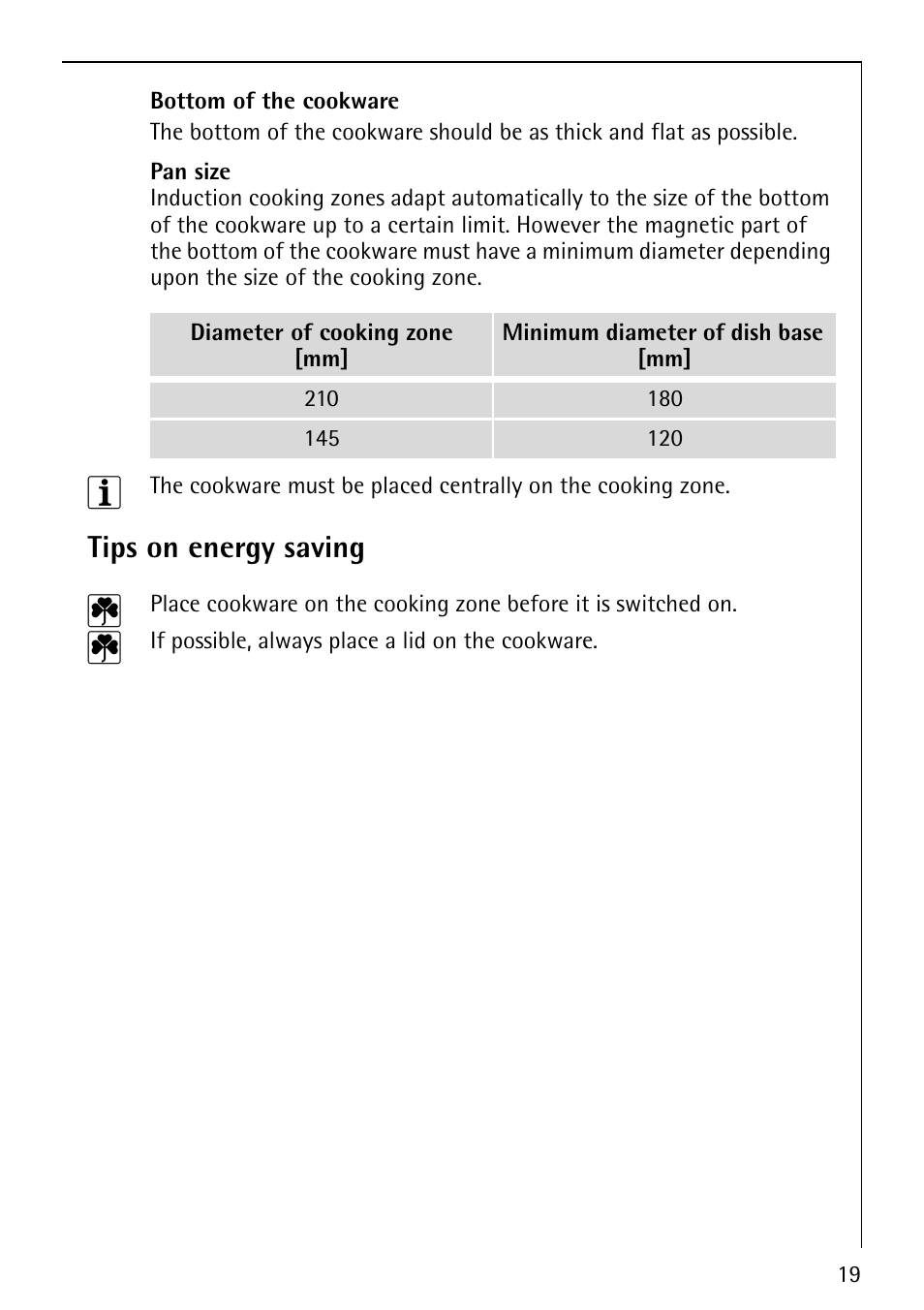 Tips on energy saving | Electrolux 67670KF-N User Manual | Page 19 / 36