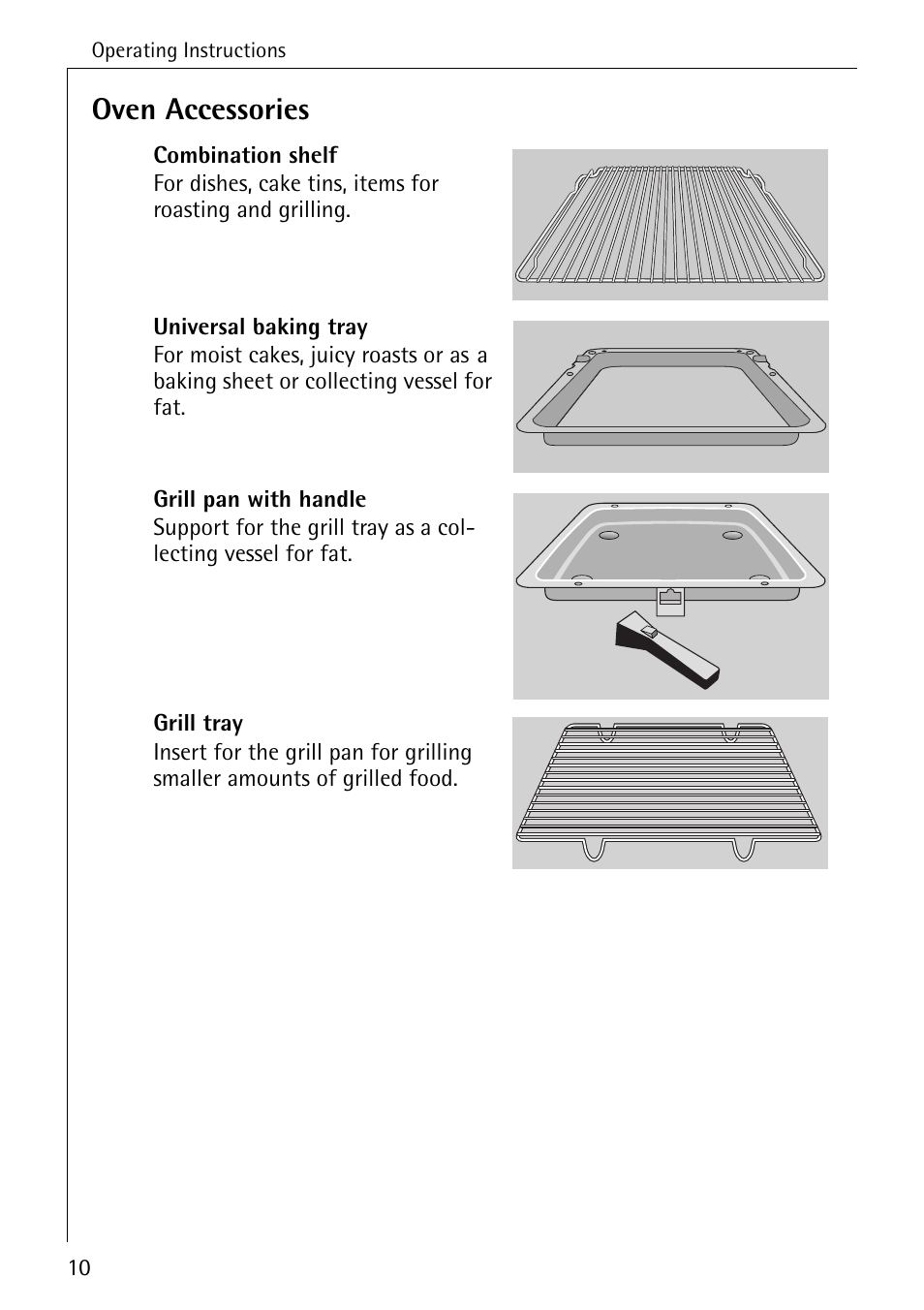 Oven accessories | Electrolux B6140-1 User Manual | Page 10 / 76