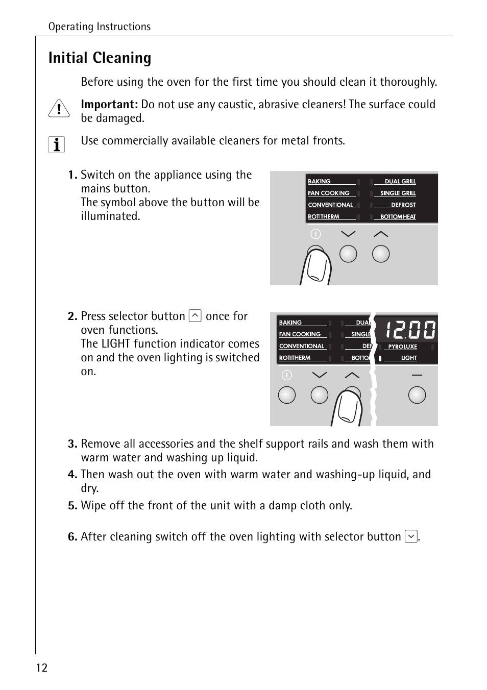 Initial cleaning | Electrolux B6140-1 User Manual | Page 12 / 76