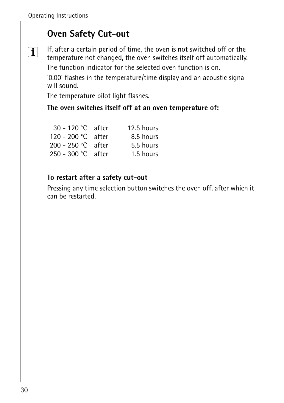 Oven safety cut-out | Electrolux B6140-1 User Manual | Page 30 / 76