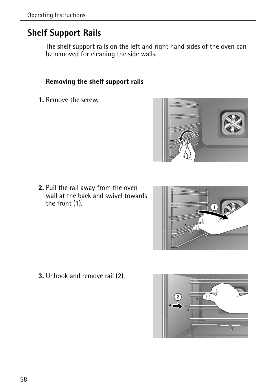 Shelf support rails | Electrolux B6140-1 User Manual | Page 58 / 76