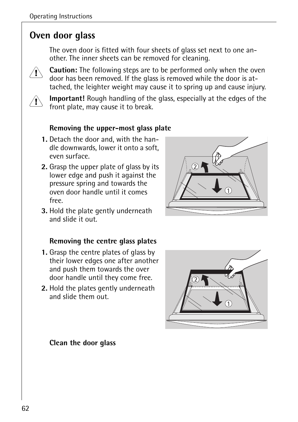 Oven door glass | Electrolux B6140-1 User Manual | Page 62 / 76