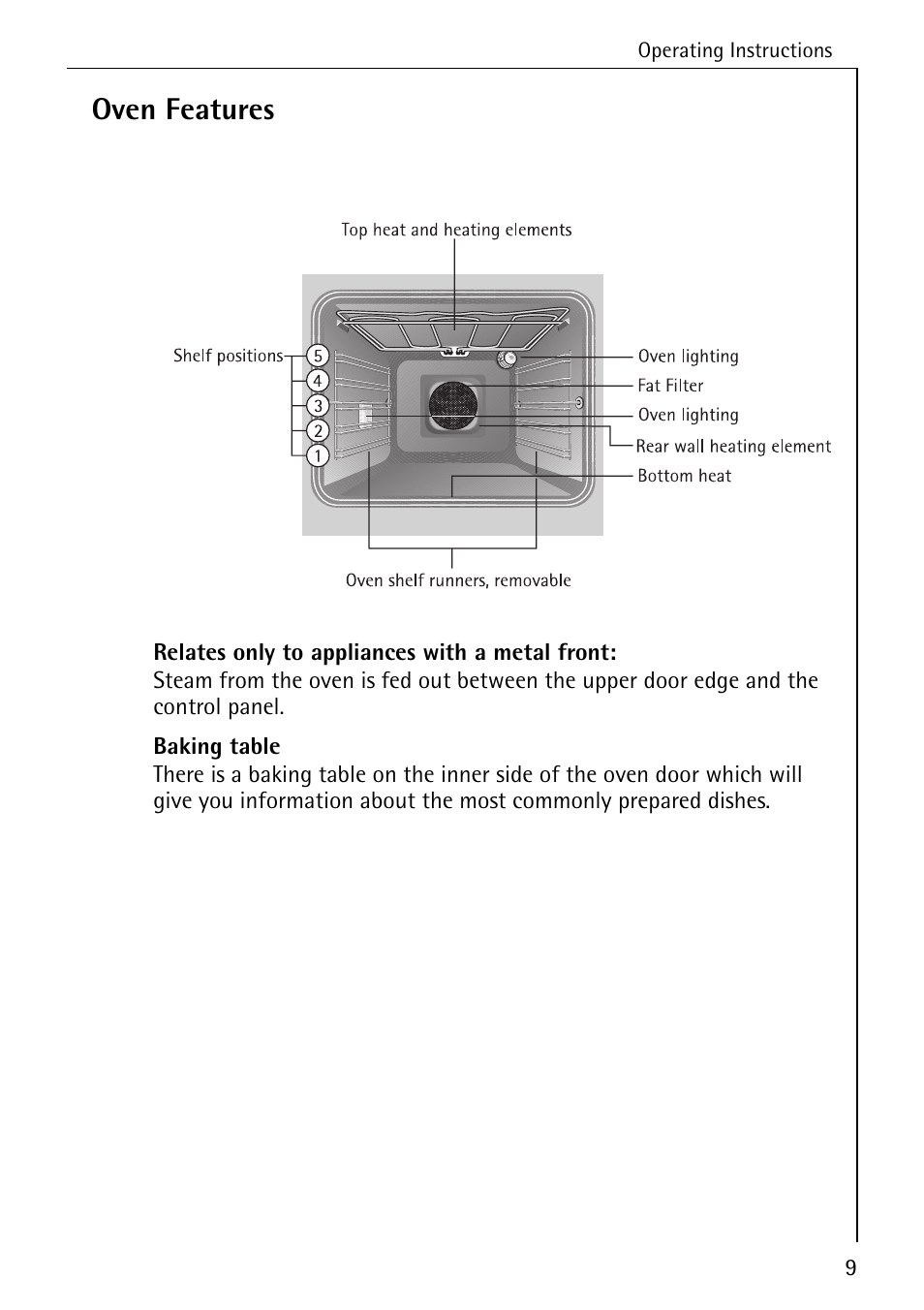 Oven features | Electrolux B6140-1 User Manual | Page 9 / 76