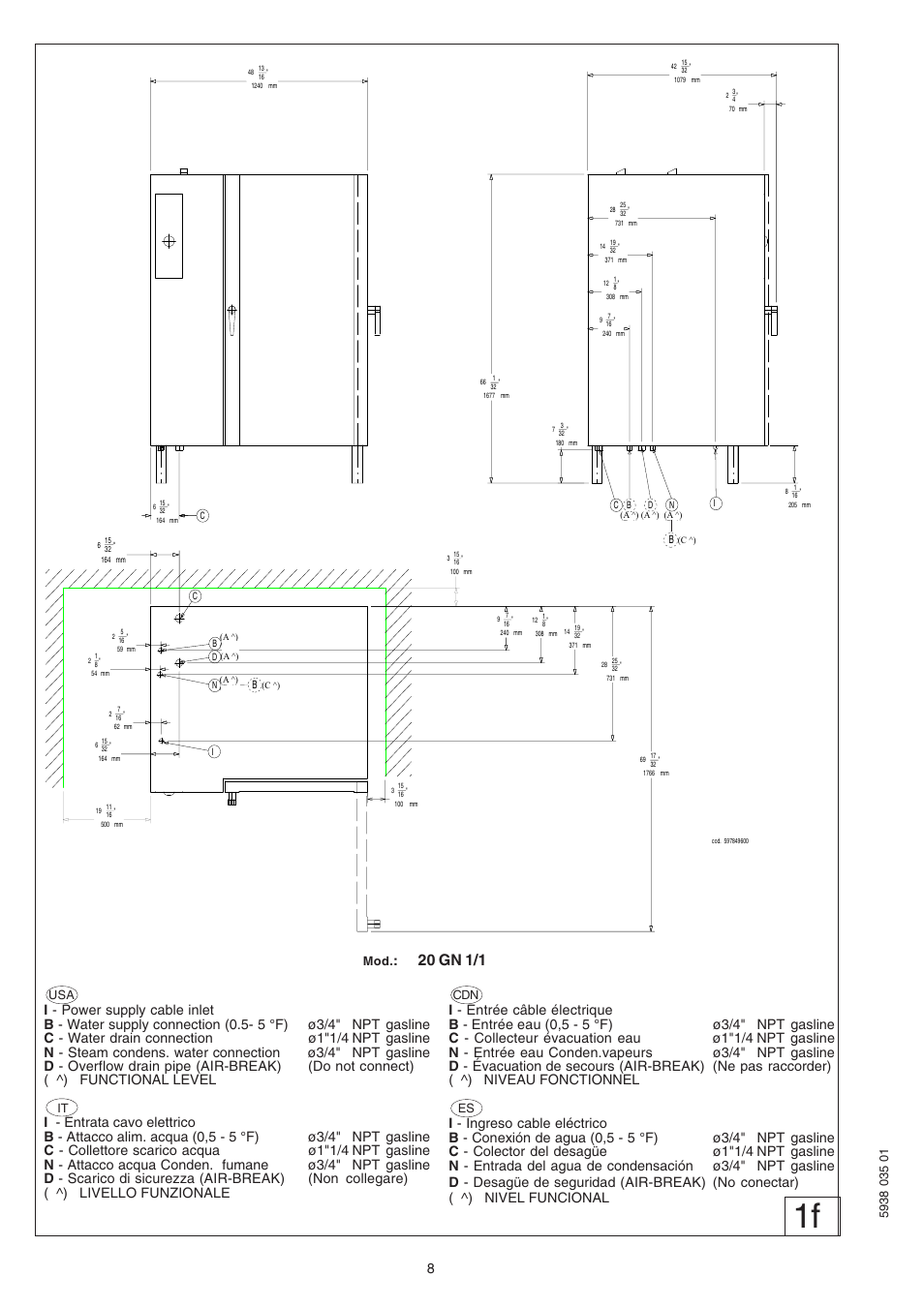 20 gn 1/1 | Electrolux Air-O-Steam 267085 User Manual | Page 8 / 30