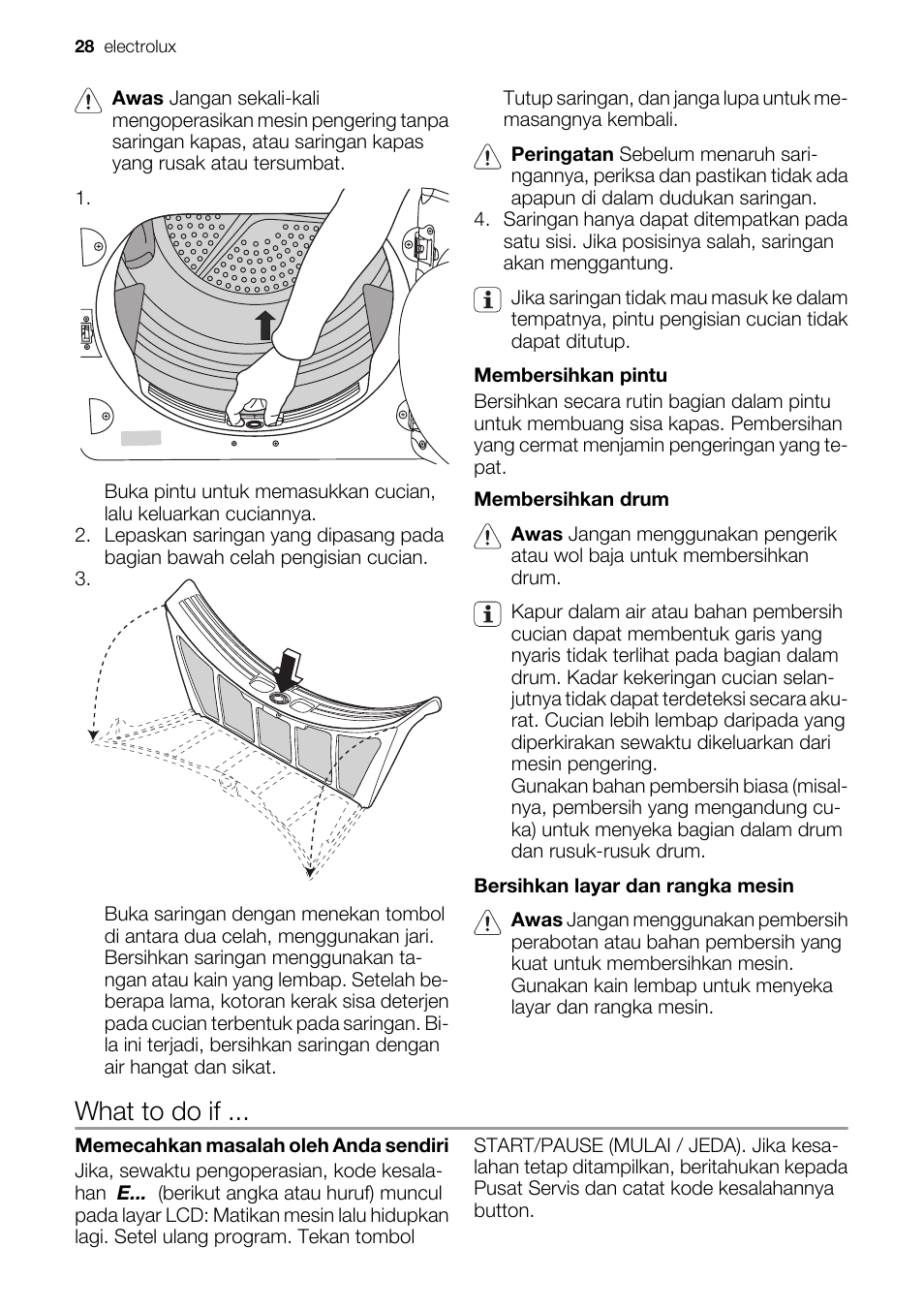 What to do if | Electrolux EDE 77550W User Manual | Page 28 / 36